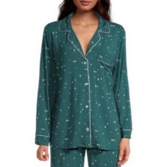 Eberjey Green Christmas tree pajama top XL - Picture 1 of 6